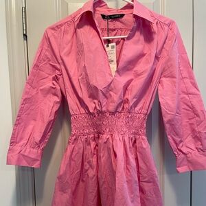 Zara Short Pink Poplin Dress.